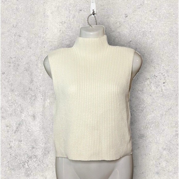 Forever 21 Womens Size Large Cropped Sleeveless Stretch Turtleneck Sweater - Picture 1 of 5